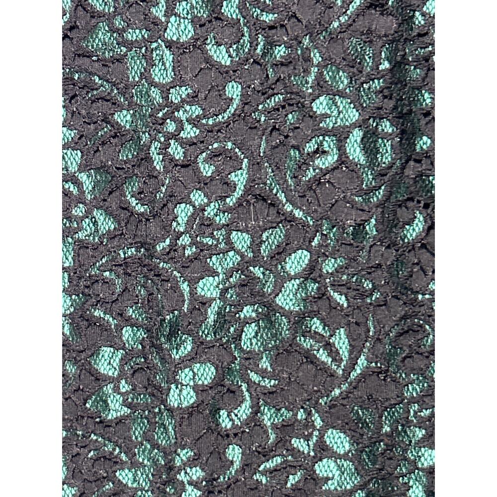 Joe Browns Shift Dress US 20 Black Green Lace Short Sleeve Knee Length Lined - Picture 3 of 11